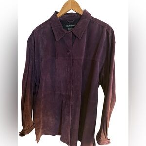 Savannah Purple Suede Leather Shirt Jacket XL Button Front